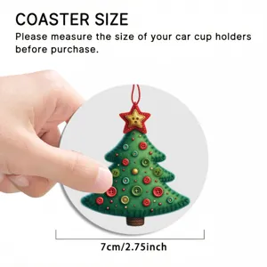 Weihnachtsbaum Auto Untersetzer 7cm saugfähige runde Tassenmatte für Auto Dekoration