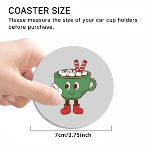 Cute cartoon car coaster soft rubber anti slip mini cup mat 7cm diameter round drink holder pad