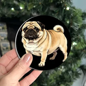 Cute pug dog round silicone drink coaster for coffee cup anti-slip table mat home decor