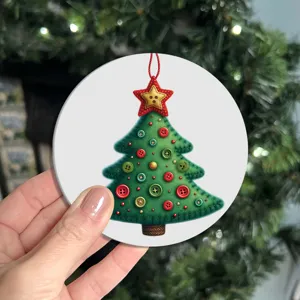 Runder Weihnachtsbaum Muster Untersetzer Detailansicht, festliche Tischmatte für Party.