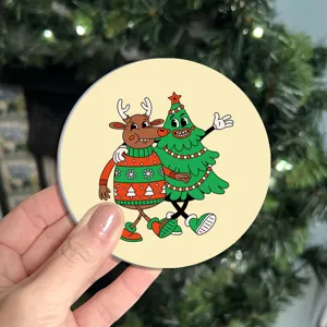 Joli dessous de verre de voiture de Noël dessin animé tapis antidérapant pour décoration.