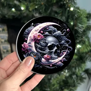Sottobicchiere auto teschio luna floreale gotico tappetino assorbente decorazione