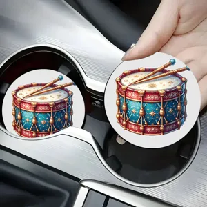Sous-verres de porte-gobelet de voiture de Noel ceramique absorbante motif de tambour
