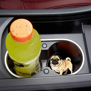 Cute pug car cup holder coaster non-slip silicone mat for auto center console interior decor