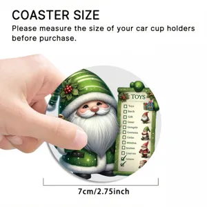 Porte-gobelet de voiture de Noël sous-verre 7cm antidérapant mignon père Noël vert déco