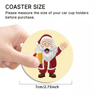 Christmas cartoon silicone car cup coaster, 7cm anti-slip drink mat for auto holder.