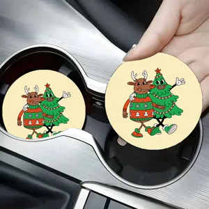 Sous-basses de voiture de Noël de dessin animé mignon tapis antidérapants pour auto.