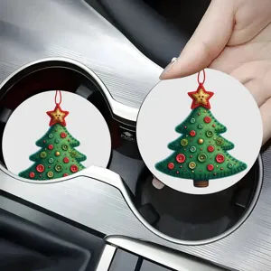 Weihnachtsbaum Auto Untersetzer Acryl runde Tassenmatte feiertag festliche Innendekoration Zubehör