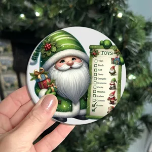 Festive sous-verre en céramique avec Père Noël vert pour décoration de fête et cadeau