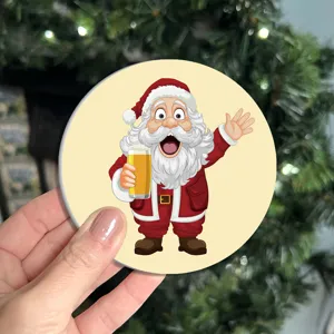 Cute cartoon Santa silicone coaster for car cup holder and Christmas home decor detail view.