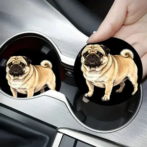 Cute pug car cup coaster non-slip silicone auto drink holder insert mat for vehicle