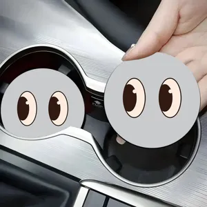 Joli sous-verre de voiture rond en caoutchouc souple antidérapant dessin animé détail