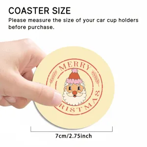 Christmas car coaster leather cute santa claus auto cup holder insert pad 7cm diameter size