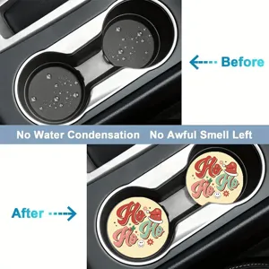Christmas car cup holder coasters anti-slip silicone mats automotive interior accessories