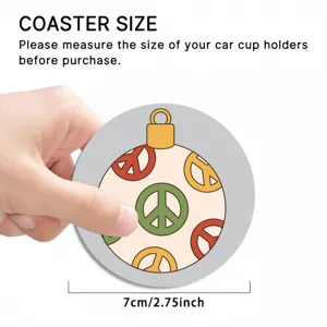 Dessous de verre rond pour porte-gobelet de voiture avec motif rétro peace sign, 7cm.