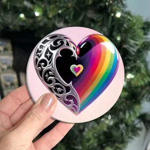 Sottobicchiere per auto assorbente con stampa cuore arcobaleno gotico per interni auto