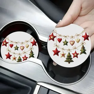 Weihnachten Auto Untersetzer Set, festlicher Weihnachtsbaum Stern Herz Muster Becherhalter.