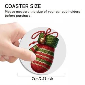 Weihnachts Auto Untersetzer Detail, festliches Strickhandschuh Muster, 7cm, saugfähig.