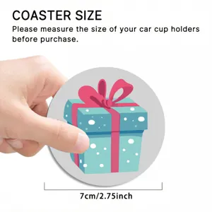 Round car cup coaster cute anti-slip mini cartoon table mat 7cm diameter for vehicle use.