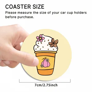 Cute cartoon car cup coaster non-slip anti-scald drink mat 7cm auto interior accessory