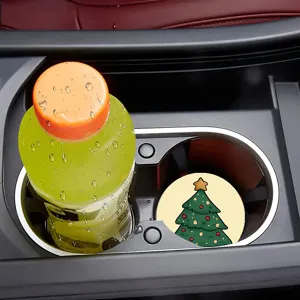 Mignon sous-verre de voiture de sapin de Noel tapis antiderapant pour interieur auto