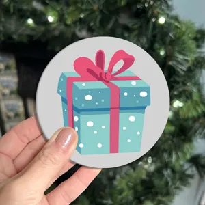 Cute cartoon gift box car coaster, anti-scald non-slip mini rubber cup mat for auto and desk.