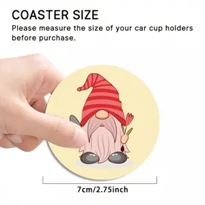 Cute cartoon gnome car cup coaster silicone round anti-slip mat 7cm diameter for auto