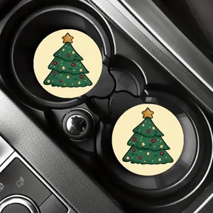 Mignon sapin de Noël dessin animé sous-verre de voiture détail tapis antidérapant décoratif.