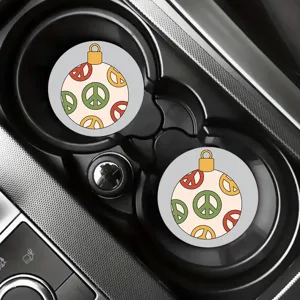 Mignon rétro signe de paix voiture porte-tasse sous-verre silicone antidérapant tapis auto