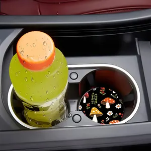 Silicone car cup coaster non-slip mushroom pattern drink mat for auto interior table coffee