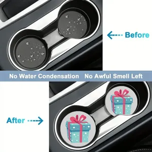 Cute round car cup holder coaster anti-slip soft rubber cartoon design for vehicle interior