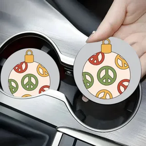 Mignons dessous de verre de voiture signe peace rétro, accessoires de déco en caoutchouc.