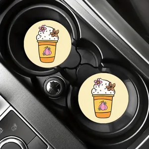 Cute coffee cup coasters non-slip silicone auto interior drink mats anti-scald accessories