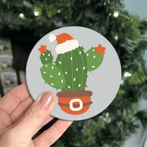 Rond dessous de verre voiture mignon cactus dessin animé caoutchouc antidérapant décor auto