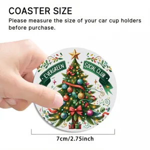 Christmas tree car cup coaster round silicone insulation mat for auto vehicle interior decor