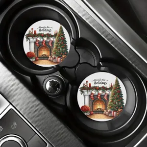 Natale sottobicchiere per auto antiscivolo rotondo portabevande decorazione festa