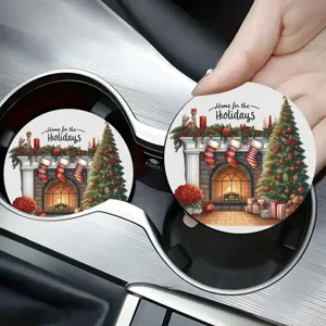 Sottobicchiere Auto Personalizzato di Natale Tappetino Antiscivolo in Silicone per Portabicchieri Con Stampa Omino di Pan di Zenzero Schiaccianoci Accessori Interni Auto