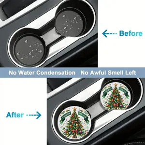 Christmas tree car cup coasters, anti-slip silicone anti-scald cup holder mats pad.