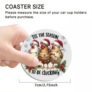 Round silicone car cup coaster Christmas holiday auto drink holder mat diameter 7cm