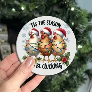 Round silicone car coaster Christmas chicken pattern thermal insulation cup mat drink holder