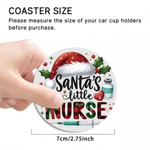 Christmas car coaster absorbent cute holiday festive cup mat 7cm diameter home table decor