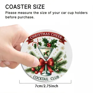 Christmas car cup coaster round silicone drink coaster holiday table decoration 7cm size