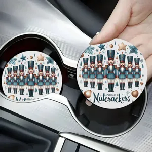 Sottobicchiere per auto con schiaccianoci di Natale in ceramica assorbente antiscivolo