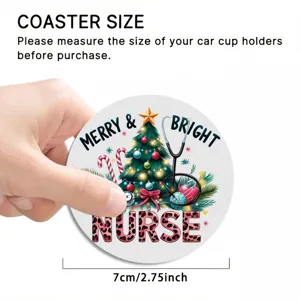 Christmas nurse car coaster 7cm waterproof anti-slip cup mat for auto interior decor