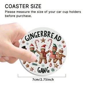 Sottobicchiere auto omino di pan di zenzero di Natale tappetino tazza antiscivolo rotondo 7cm