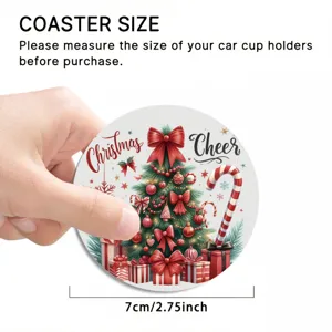 Christmas car coaster cute tree pattern anti-slip cup holder insert drink mat 7cm