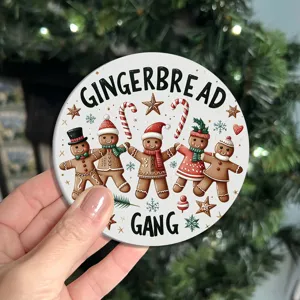 Sottobicchiere per auto con omino di pan di zenzero di Natale tappetino tondo antiscivolo