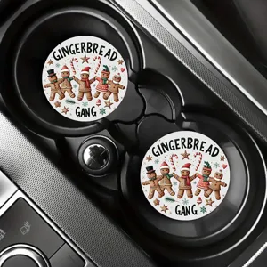 Simpatici sottobicchieri rotondi antiscivolo per porta tazze auto con omino di pan di zenzero.