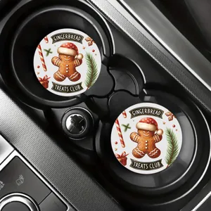 Christmas car cup coaster silicone anti-slip mat automotive drink holder insert 2pcs