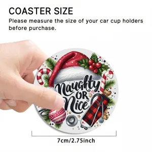 Christmas medical theme car cup coaster, cute festive silicone auto drink holder mat 7cm